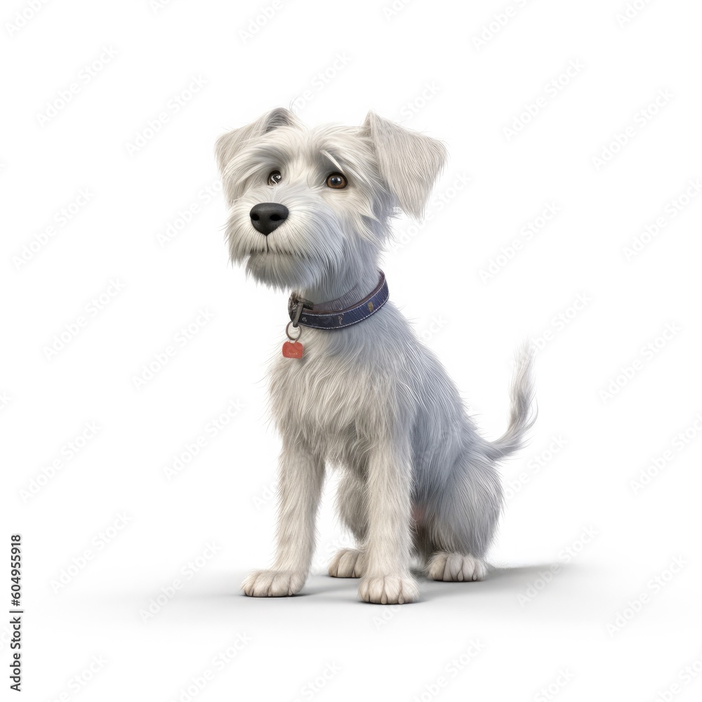 Dandie Dinmont Terrier dog illustration cartoon 3d isolated on white. Generative AI Dandie Dinmont Terrier dog illustration cartoon 3d isolated on white. Generative AI