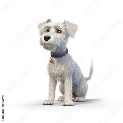 Dandie Dinmont Terrier dog illustration cartoon 3d isolated on white. Generative AI