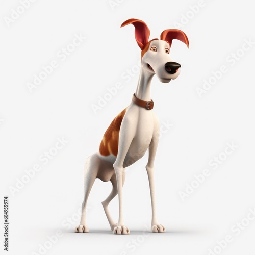 Ibizan Hound dog illustration cartoon 3d isolated on white. Generative AI