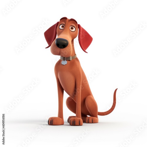 Redbone Coonhound dog illustration cartoon 3d isolated on white. Generative AI