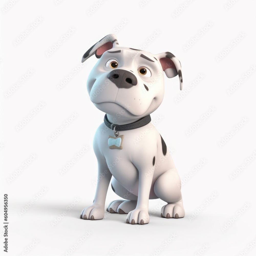Staffordshire Bull Terrier dog illustration cartoon 3d isolated on white. Generative AI