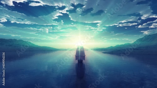 sea sunset old ship