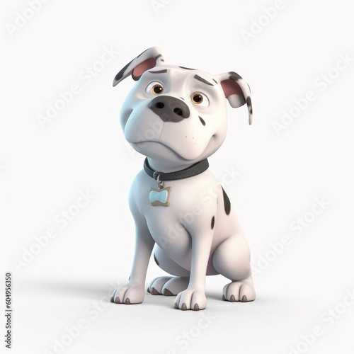 Staffordshire Bull Terrier dog illustration cartoon 3d isolated on white. Generative AI