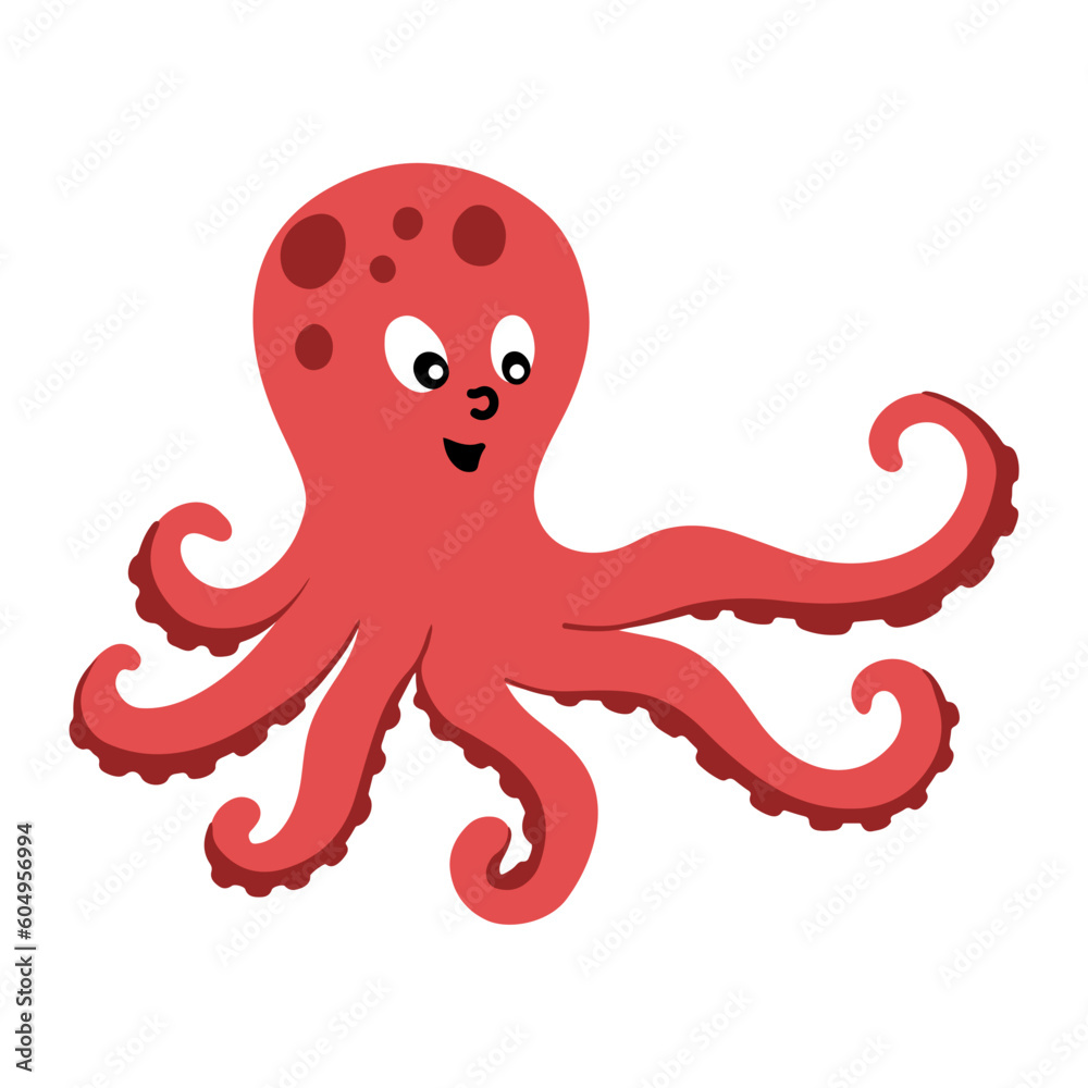 Cute vector cartoon octopus illustration Cute vector cartoon octopus illustration