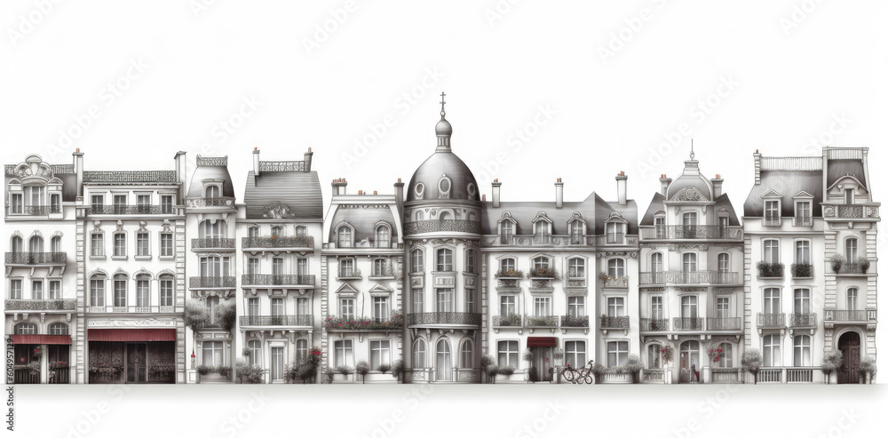 Illustration of Paris architecture isolated on a white background
