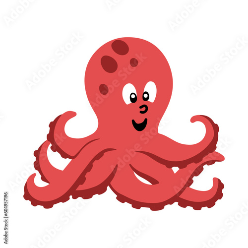 Cute vector cartoon octopus illustration