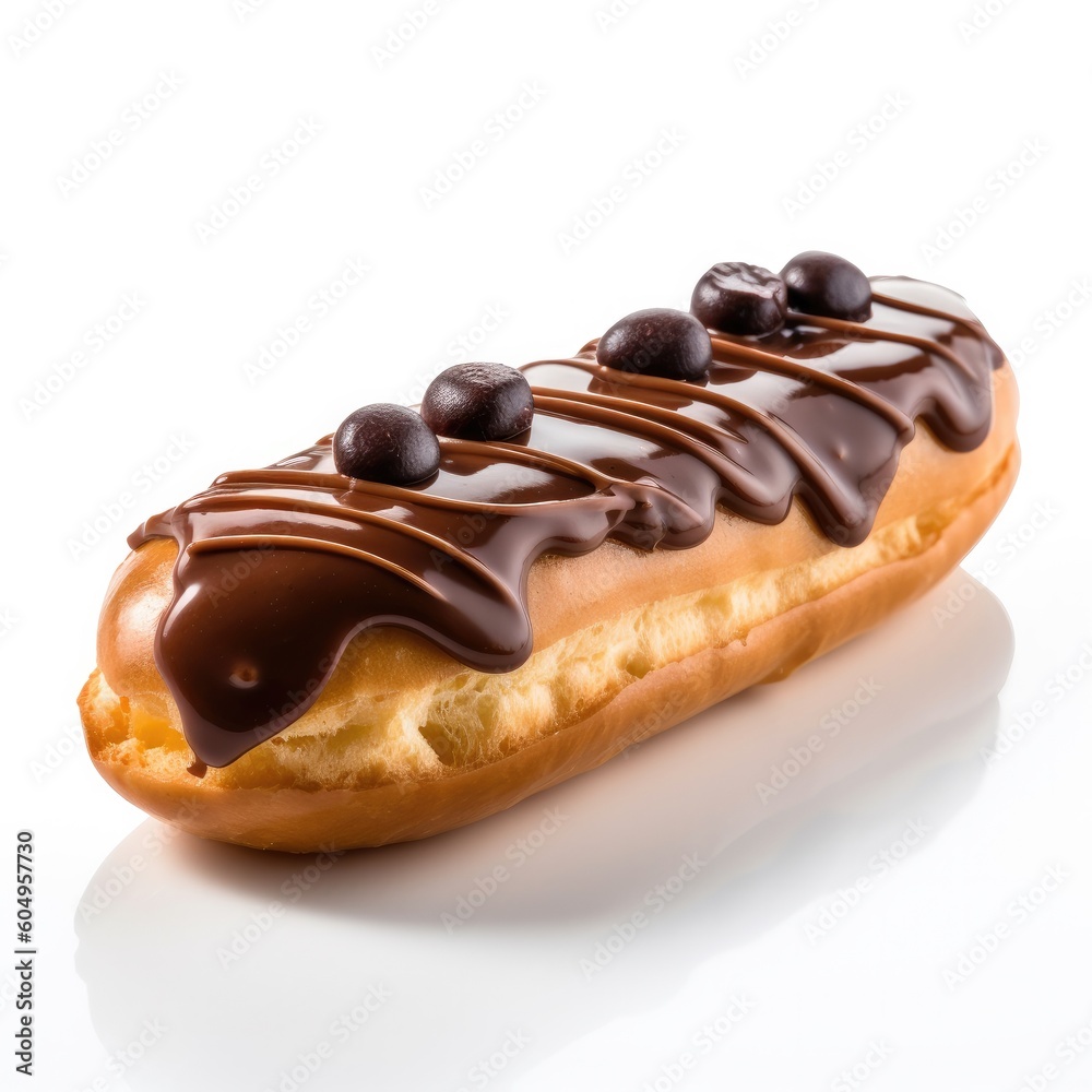 Eclair Isolated on White. Generative AI Eclair Isolated on White. Generative AI