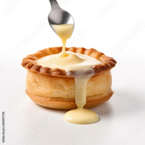 Creme Patissire Pastry Cream Isolated on White. Generative AI