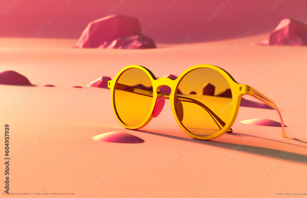 pink, yellow, and white sunglasses on the ground