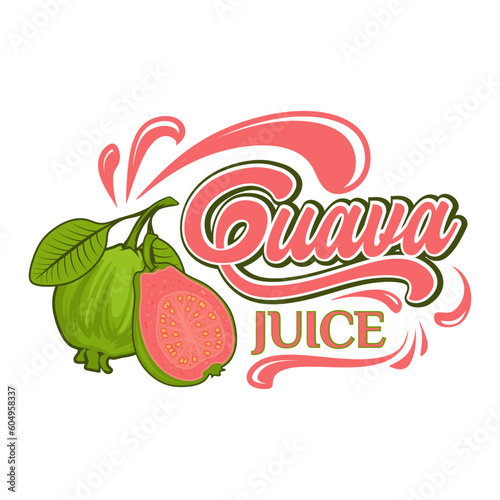 guava fruit juice logo design, with fresh guava fruit icon with water splash. Perfect for drink labels, juice drink icons or drink product stickers