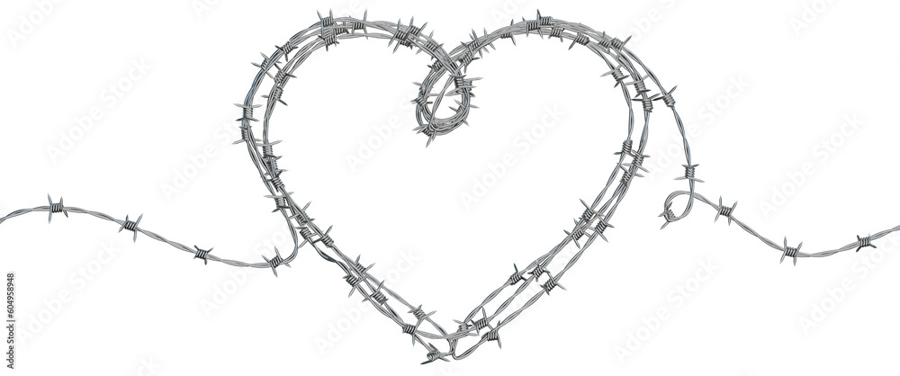 a 3D illustration featuring heart-shaped wire sculptures a 3D illustration featuring heart-shaped wire sculptures