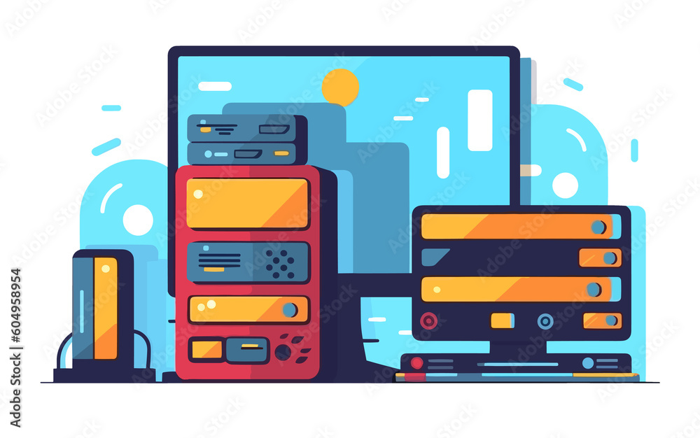 PC computer illustration on white transparent background.