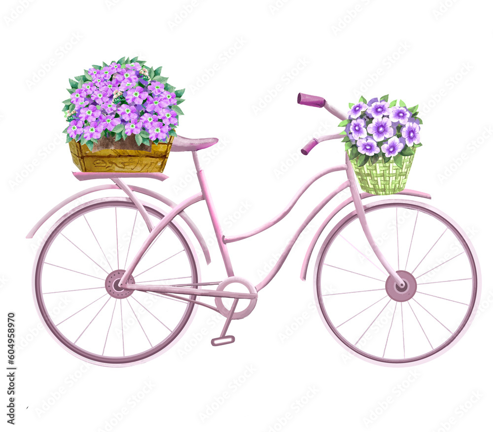 Pink Bicycle with flowers