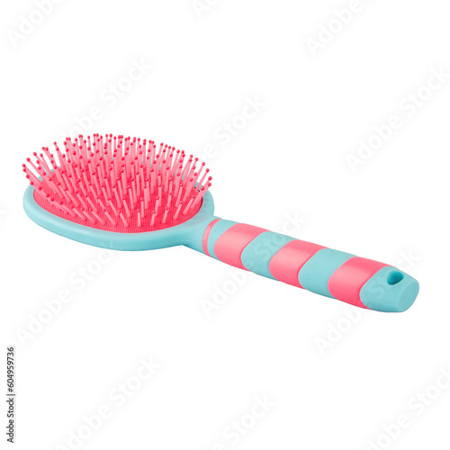Modern hair brush - black color on a white background. Women s accessory.