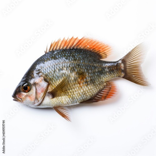 Bluegill fish isolated on white. Generative AI