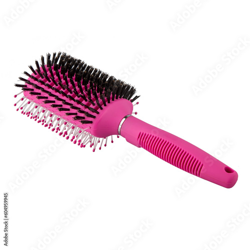 Modern hair brush - black color on a white background. Women s accessory.