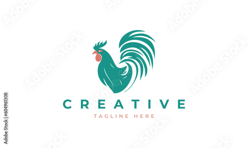 A vector design of a rooster chicken logo. The logo is simple but elegant, and it would be a great choice for a chicken farm, restaurant, or other business related to chickens.