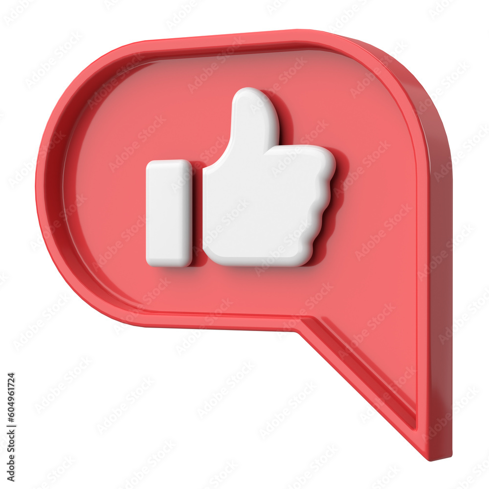 Like icon. Chat bubble. 3D illustration. Like icon. Chat bubble. 3D illustration.