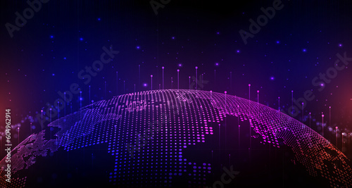 Abstract digital technology futuristic circuit blue pink background, Cyber science tech, Innovation communication future, Ai big data, internet network connection, Cloud hi-tech illustration vector #604962914