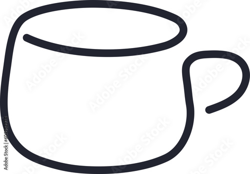 Coffee line. Abstract espresso cup, cappuccino, manual mill and kettle