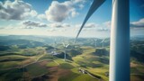 european landscape with wind power generators, ai tools generated image
