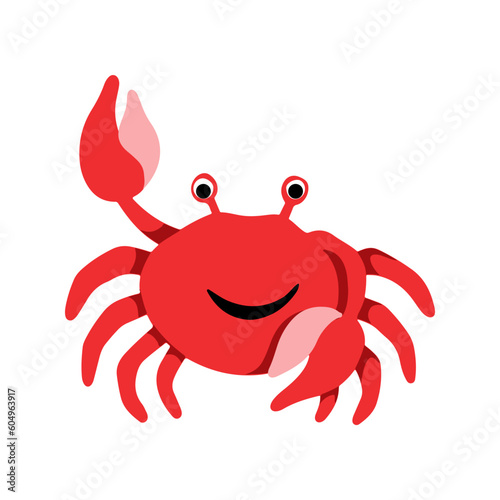 cute crab cartoon vector icon illustration, mascot logo, cartoon animal style