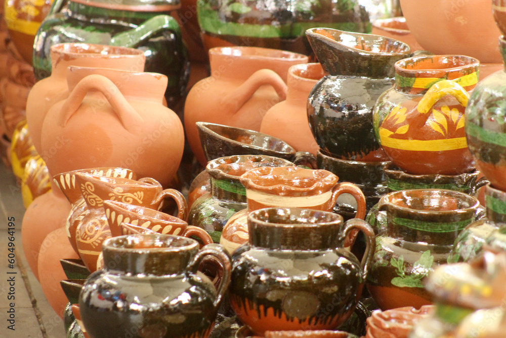 Clay pots made by hand to be used in Mexican cuisine