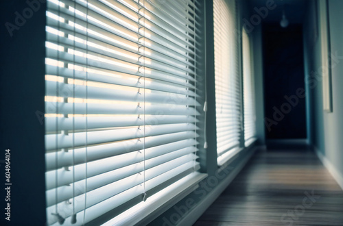 white wooden blinds in white office © Nilima