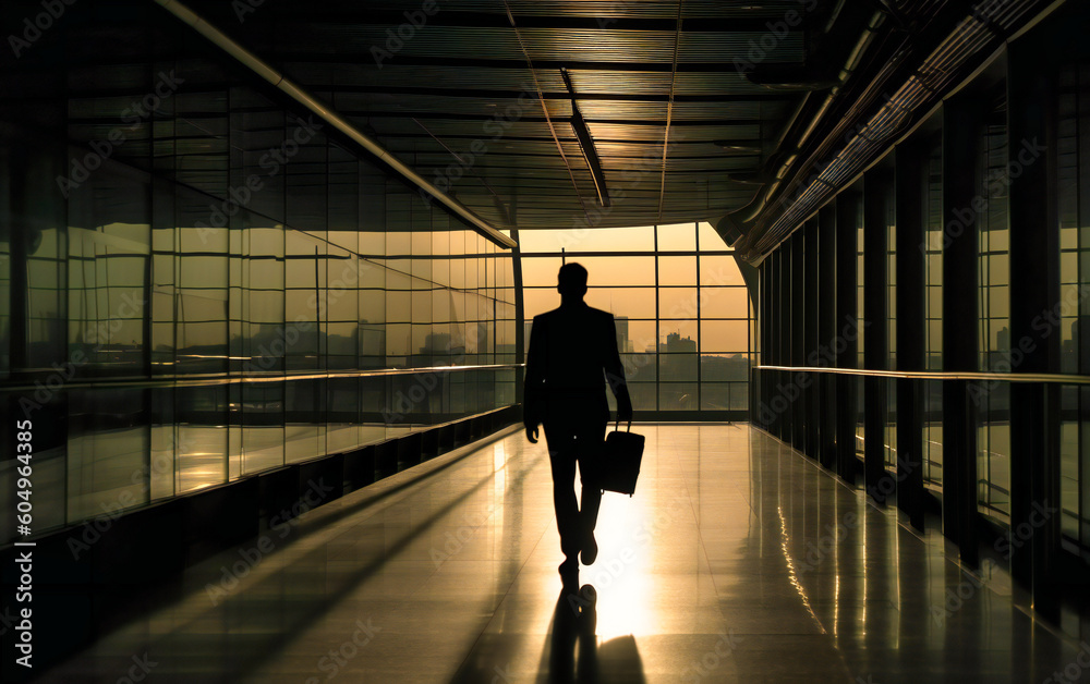 business man with suitcase approaching the airport walkway, business man with suitcase approaching the airport walkway,