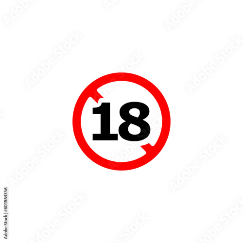 Eighteen plus icon  isolated on white background. 