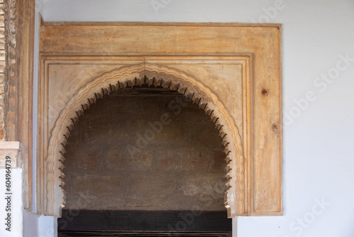 Architectural details of the Alhambra fortified palace complex and Granada city