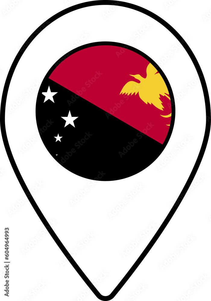 Papua New Guinea flag map pin navigation icon. Papua New Guinea flag map pin navigation icon.