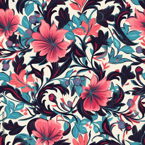 Floral vibrant print for fabric pink seamless patern wild flowers different beautiful flowers