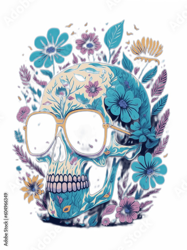 Day of the dead, dia de los muertos, skull, floral, tshirt print