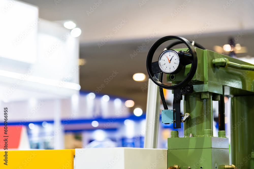 Close up of manometer on hydraulic equipment Close up of manometer on hydraulic equipment