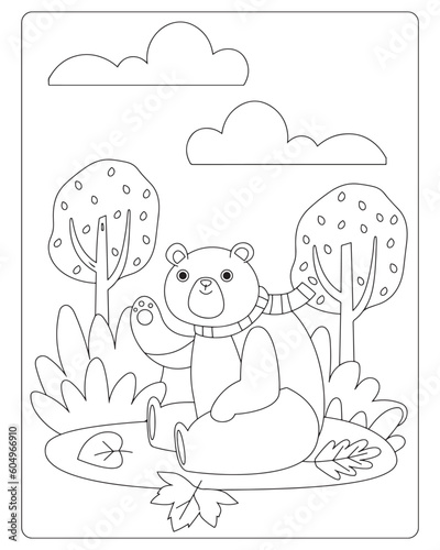 Autumn Coloring Pages for Kids, Autumn Coloring pages, 
kids Coloring pages, Animals, flower, Nature, black and white Coloring pages.   