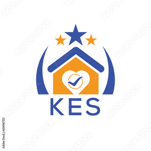 KES House logo Letter logo and star icon. Blue vector image on white background. KJG house Monogram home logo picture design and best business icon. 