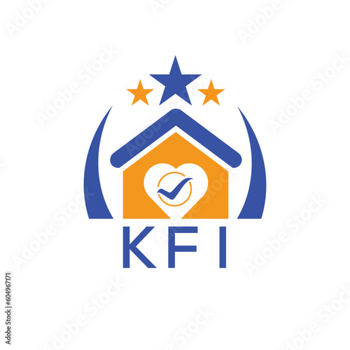 KFI House logo Letter logo and star icon. Blue vector image on white background. KJG house Monogram home logo picture design and best business icon. 
 photo