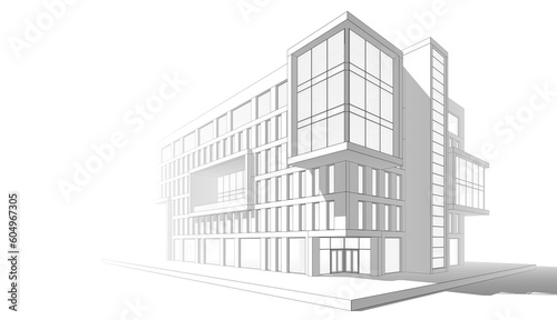 Modern office building concept 3d rendering