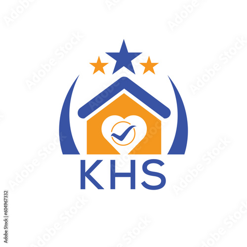 KHS House logo Letter logo and star icon. Blue vector image on white background. KJG house Monogram home logo picture design and best business icon. 
 photo