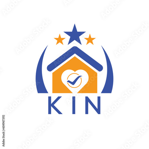 KIN House logo Letter logo and star icon. Blue vector image on white background. KJG house Monogram home logo picture design and best business icon. 

