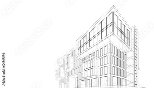 Modern office building concept 3d rendering