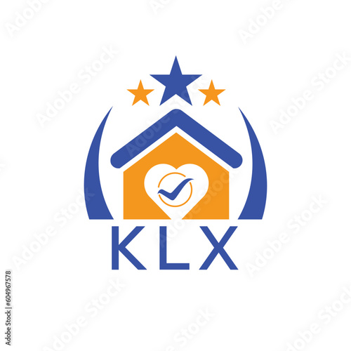 KLX House logo Letter logo and star icon. Blue vector image on white background. KJG house Monogram home logo picture design and best business icon. 
 photo