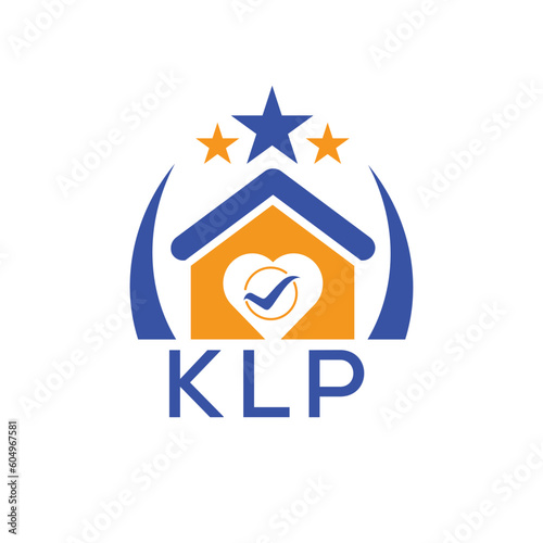 KLP House logo Letter logo and star icon. Blue vector image on white background. KJG house Monogram home logo picture design and best business icon. 
 photo