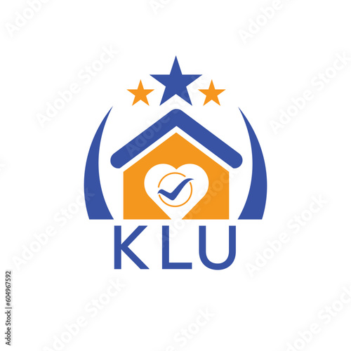 KLU House logo Letter logo and star icon. Blue vector image on white background. KJG house Monogram home logo picture design and best business icon. 
