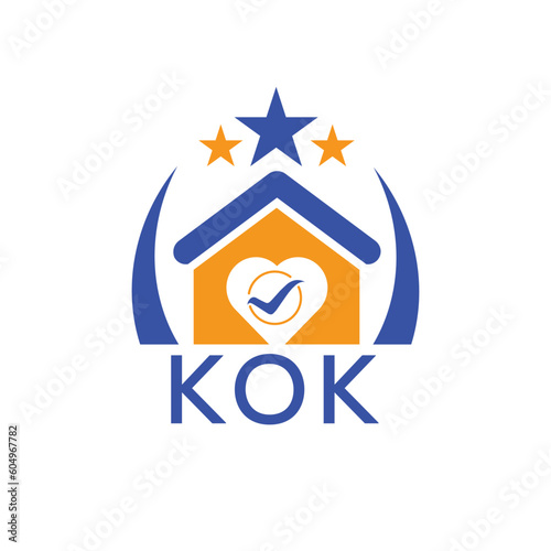KOK House logo Letter logo and star icon. Blue vector image on white background. KJG house Monogram home logo picture design and best business icon. 
