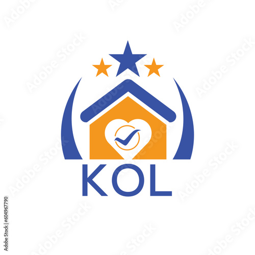 KOL House logo Letter logo and star icon. Blue vector image on white background. KJG house Monogram home logo picture design and best business icon. 
