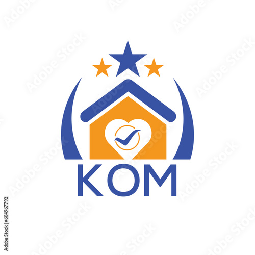 KOM House logo Letter logo and star icon. Blue vector image on white background. KJG house Monogram home logo picture design and best business icon. 
