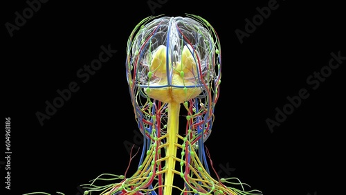 Human brain anatomy for medical concept 3D rendering photo