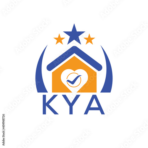 KYA House logo Letter logo and star icon. Blue vector image on white background. KJG house Monogram home logo picture design and best business icon. 
 photo